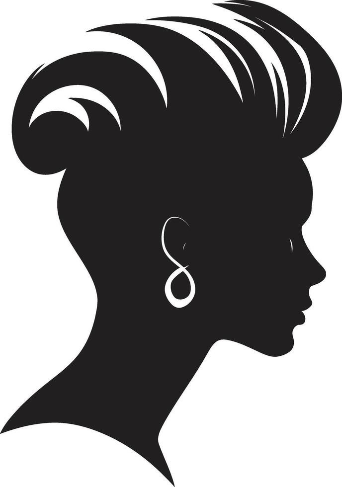 Vintage Vision Black Woman Face Icon Noir Nyx Design of Woman Face in Black vector