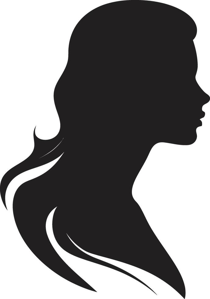 Radiant Noir Black Woman Face Icon Vintage Verve Design of Woman Face in Black vector