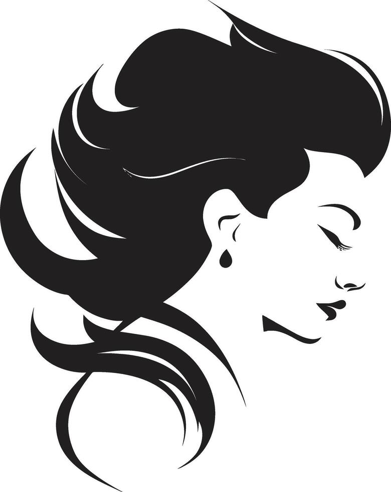 Silhouette Serenity Black Icon of Womans Face Noir Nectar Woman Face in Black vector