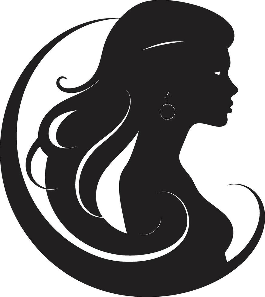 Midnight Majesty Black Woman Face Icon Elegant Echoes Woman Face in Black vector