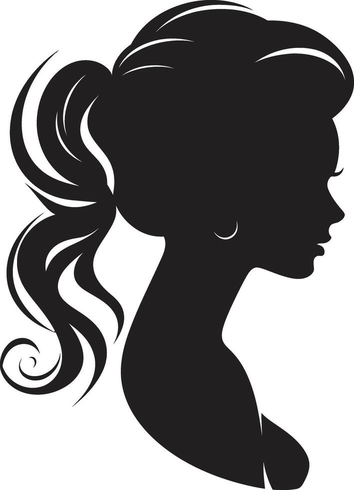 Elegant Essence Woman Face in Black Obsidian Opulence Black Icon of Womans Face vector