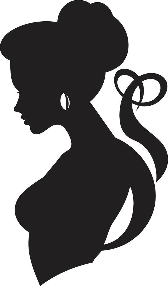 Radiant Reverie Black Icon of Womans Face Vintage Verve Design of Woman Face in Black vector