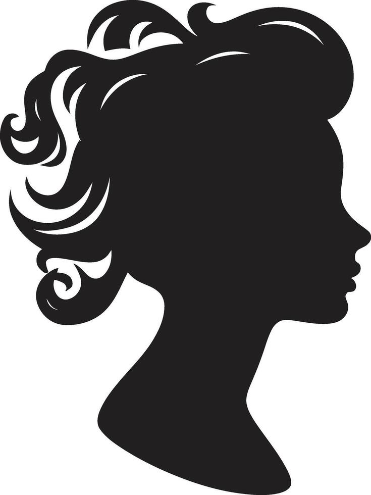 Radiant Reverie Black Icon of Womans Face Vintage Vogue Woman Face in Black vector