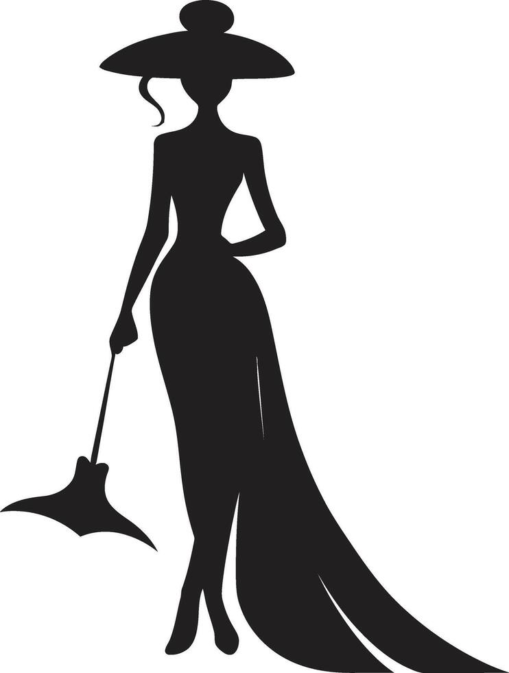 Radiant Reverie Black Icon of Womans Face Elegant Echoes Design of Woman Face in Black vector