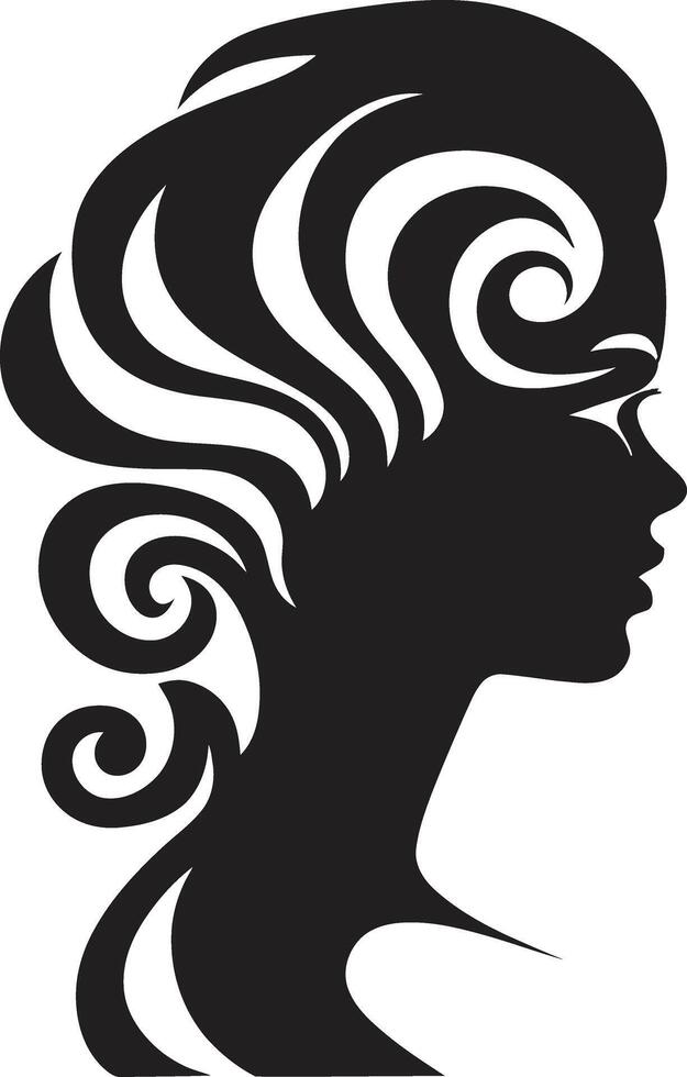 Gothic Grace Contemporary Abstract Graphics of Black Woman Face in Noir Shades Noir Nectar Elegant Abstract Woman Face Element with Stylish Black Tones vector