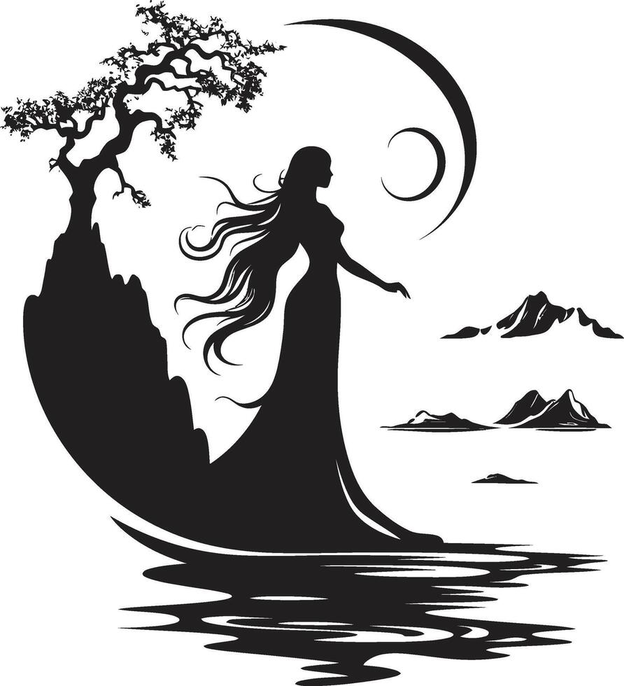 Dark Reflections Chic Graphics of Black Woman Face Nocturnal Identity Elegant Abstract Woman Face Art vector