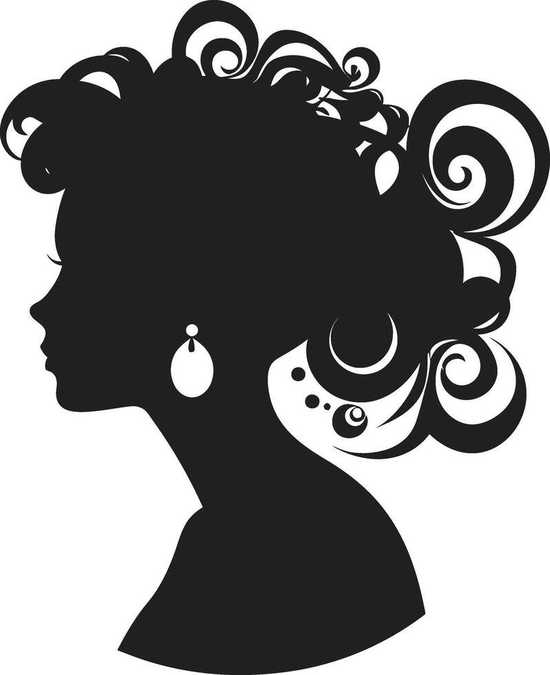 Silent Silhouette Intriguing Abstract Woman Face in Sleek Black Tones Mystic Muse Contemporary Graphics of Black Woman Face with Abstract Details vector