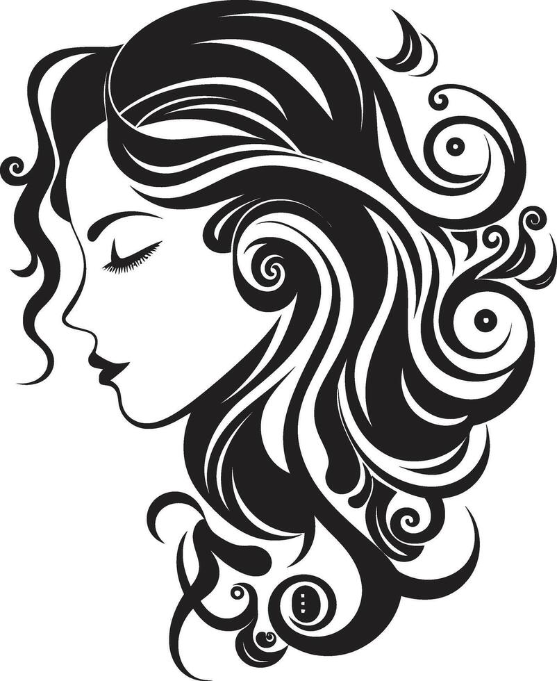 Gothic Gaze Chic Abstract Woman Face Element Enigma Essence Modern of Black Woman Face vector