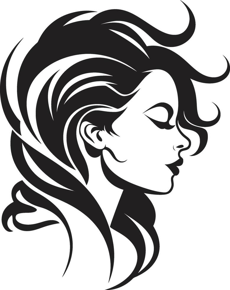 Dark Reflections Refined Abstract Woman Face Symbol Nocturnal Identity Stylish Graphics of Black Woman Face vector