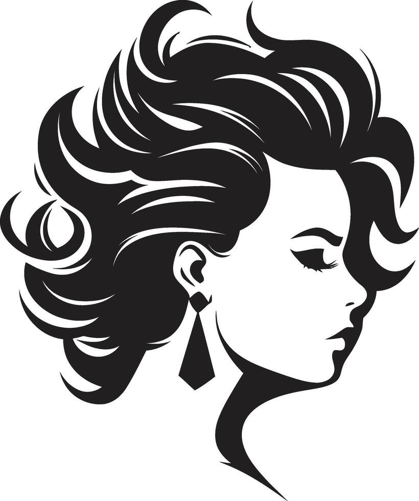 Gothic Gaze Elegant Abstract Woman Face Symbol Enigma Essence Sleek Black Woman Face Graphic vector