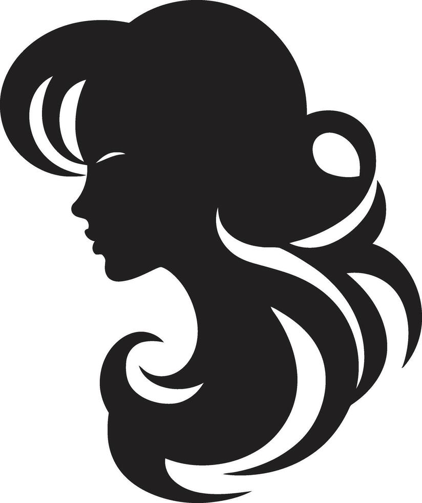Dark Reflections Stylish Abstract Woman Face Symbol Nocturnal Identity Minimalistic Black Woman Face vector