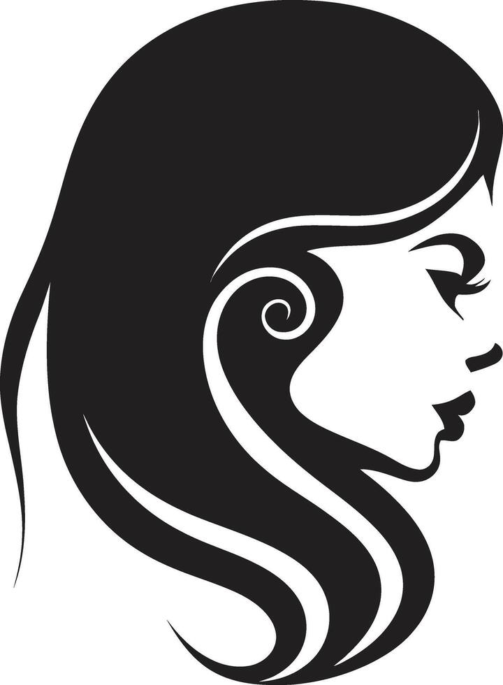 Sleek Shadow Profile Refined Abstract Woman Face Dark Reflections Intriguing Abstract Woman Face Symbol vector