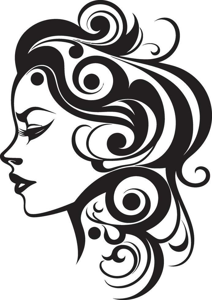 Gothic Gaze Intriguing Black Woman Face Enigma Essence Elegant Abstract Woman Face Element vector