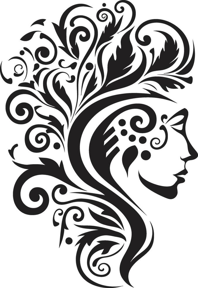 Sleek Shadow Profile Intriguing Black Woman Face Element Gothic Grace Refined Abstract Woman Face Graphic vector