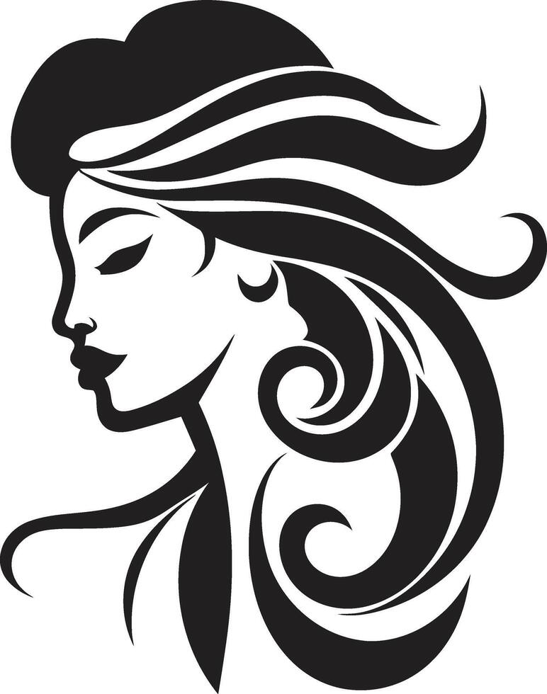 Sleek Shadow Portrait Refined Abstract Woman Face Element Dark Reflections Stylish Abstract Woman Face Symbol vector