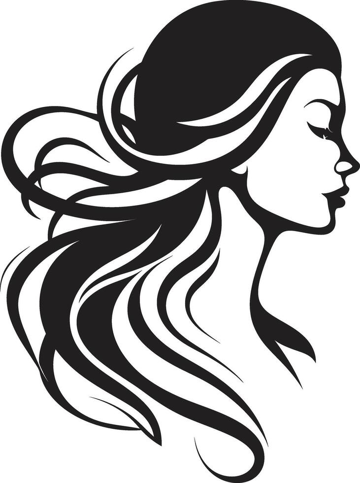 Sleek Shadow Portrait Minimalistic Black Woman Face Graphic Dark Reflections Intriguing Abstract Woman Face vector