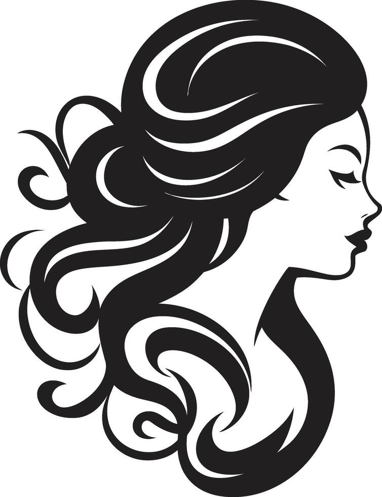 Silent Silhouette Stylish Abstract Woman Face Element Gothic Gaze Minimalistic Black Woman Face Graphic vector