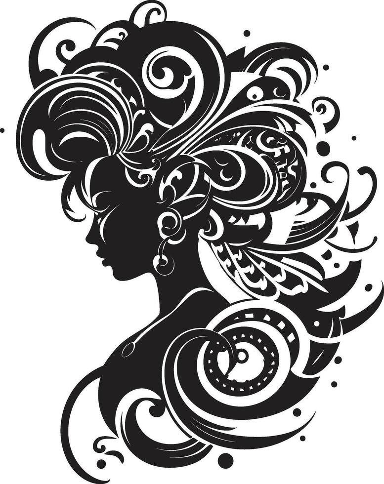 Sleek Shadow Profile Modern of Black Woman Face Gothic Grace Chic Abstract Woman Face Graphic vector