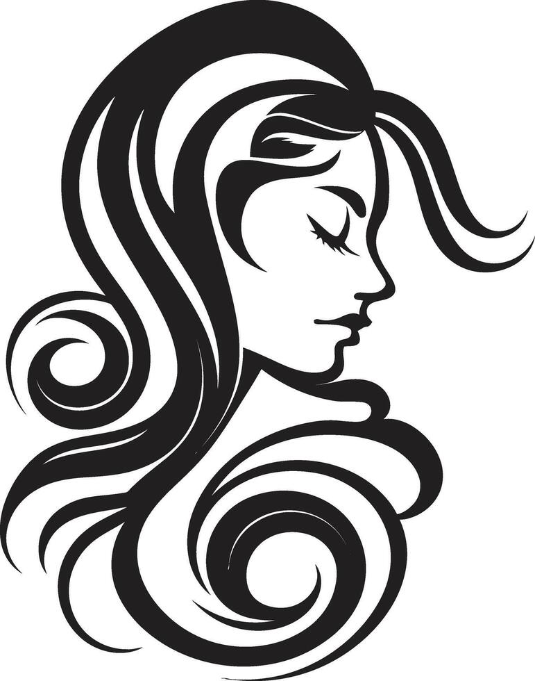 Dark Reflection Sophisticated Graphics of Black Woman Face Nocturnal Noir Stylish Abstract Woman Face Art vector