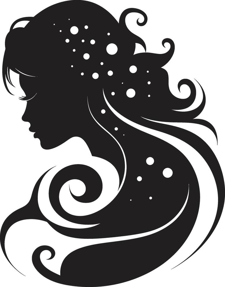 Gothic Grace Chic Black Woman Face Graphic Enigma Expression Elegant Abstract Woman Face Symbol vector