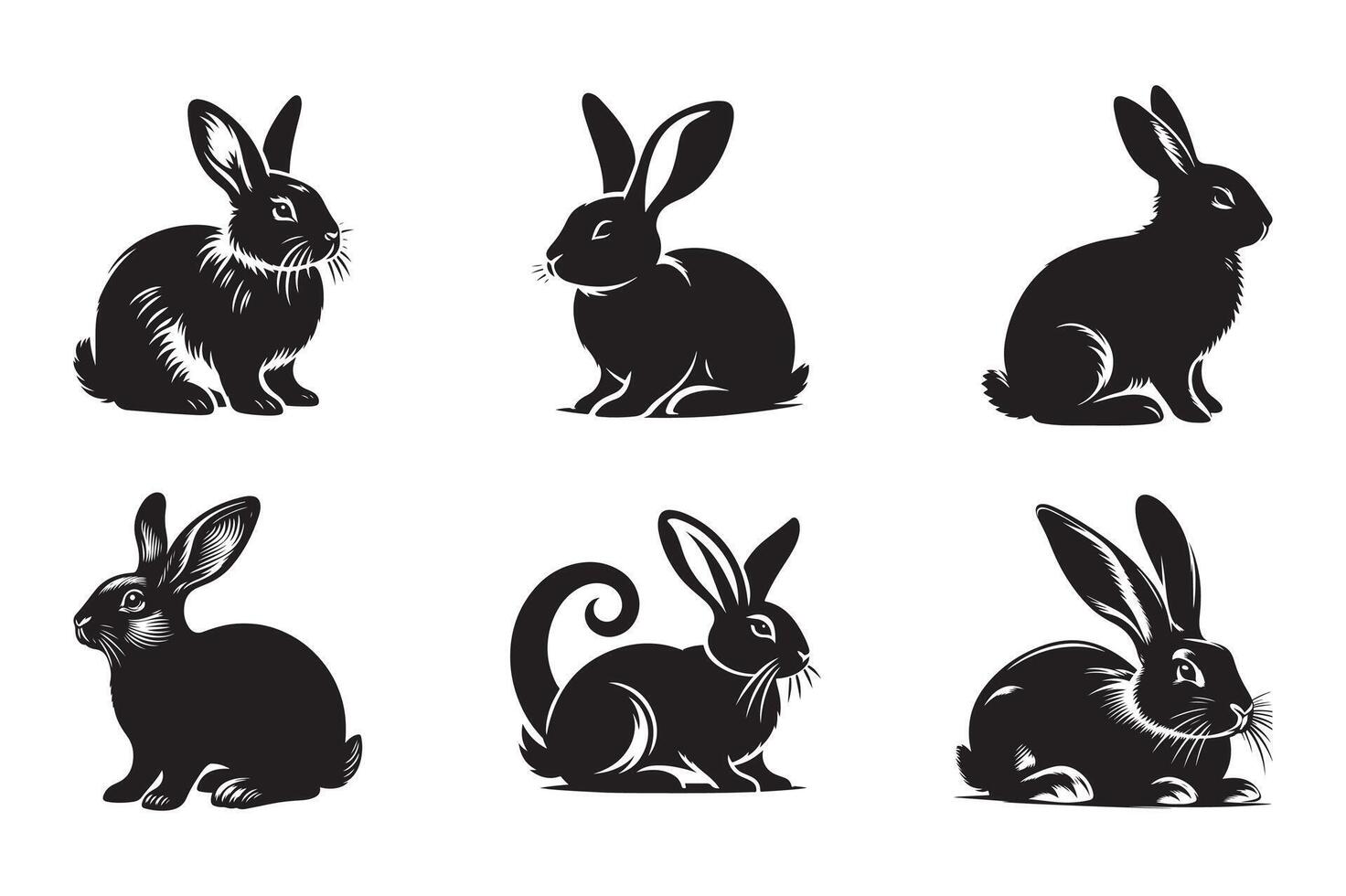 Rabbit vectors silhouette