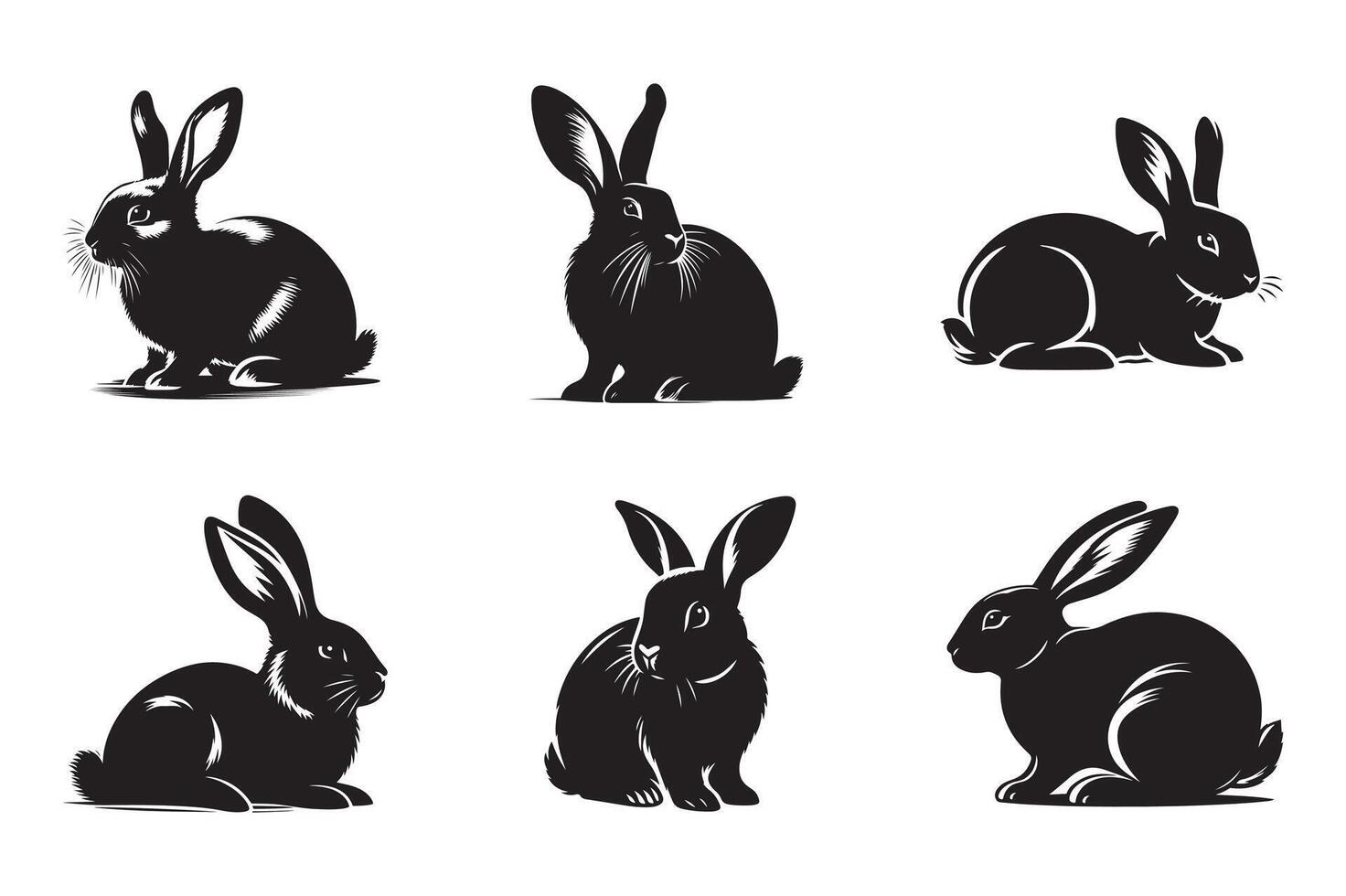 Rabbit vectors silhouette