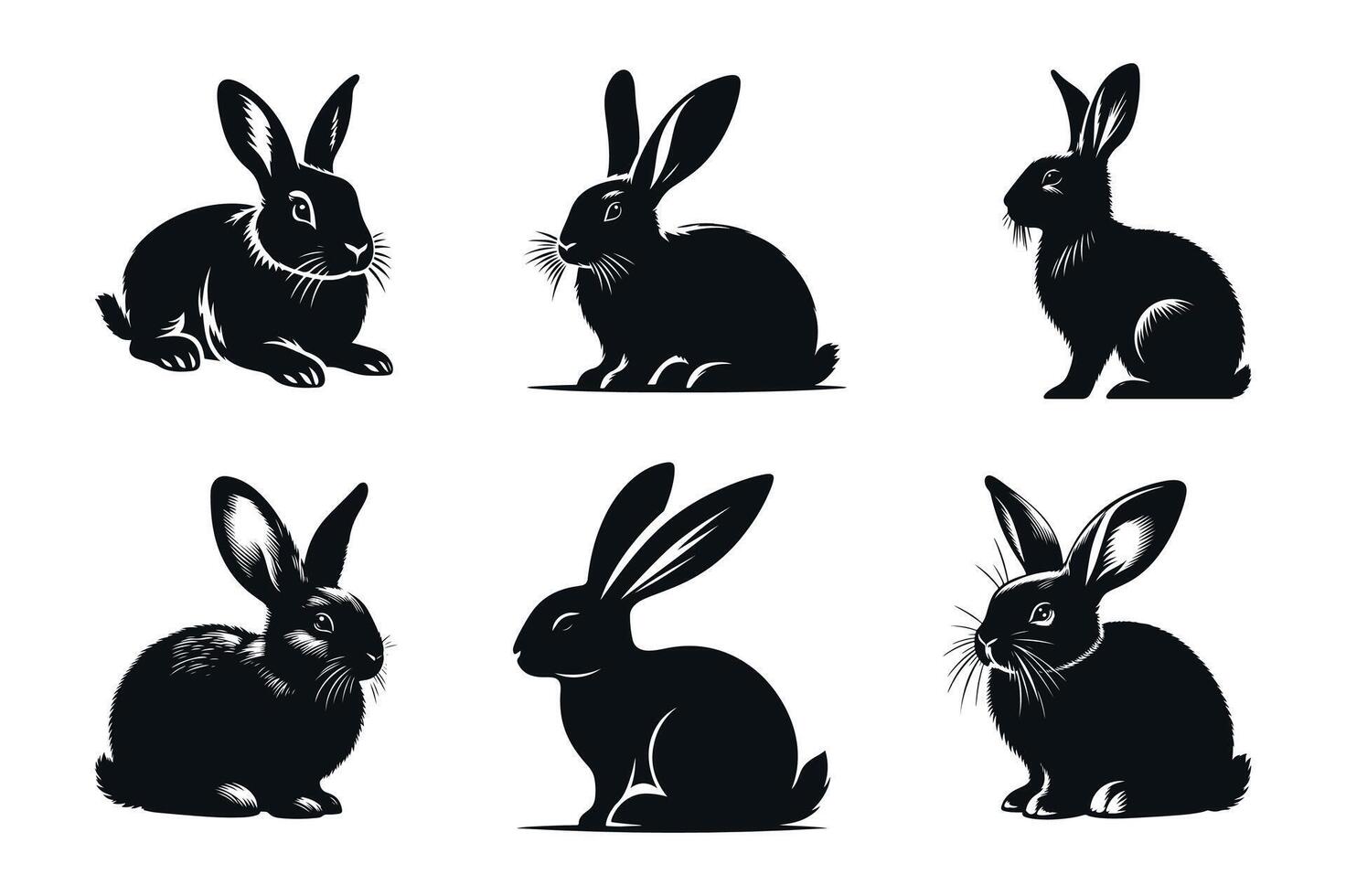 Rabbit vectors silhouette