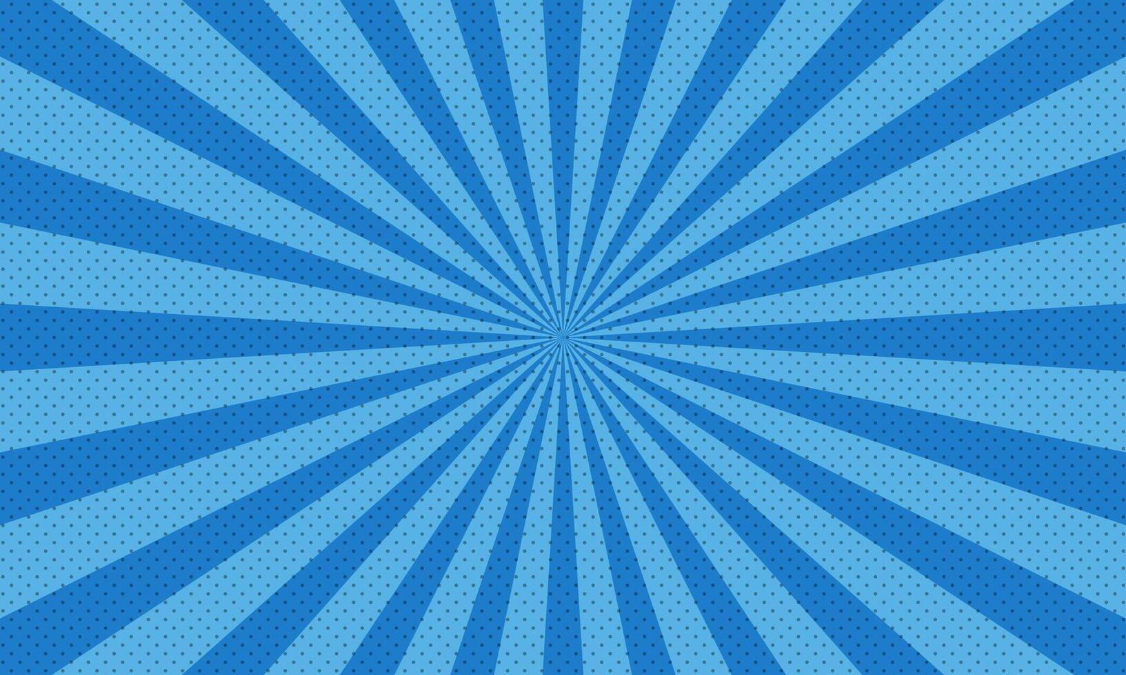 Retro comic rays blue dots background vector