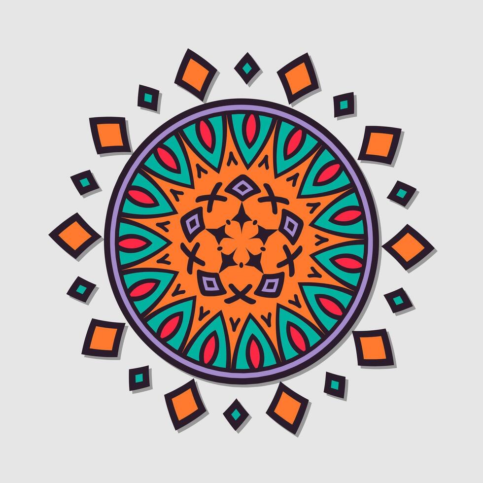 Floral hand drawn mandala isolated decorative element vector