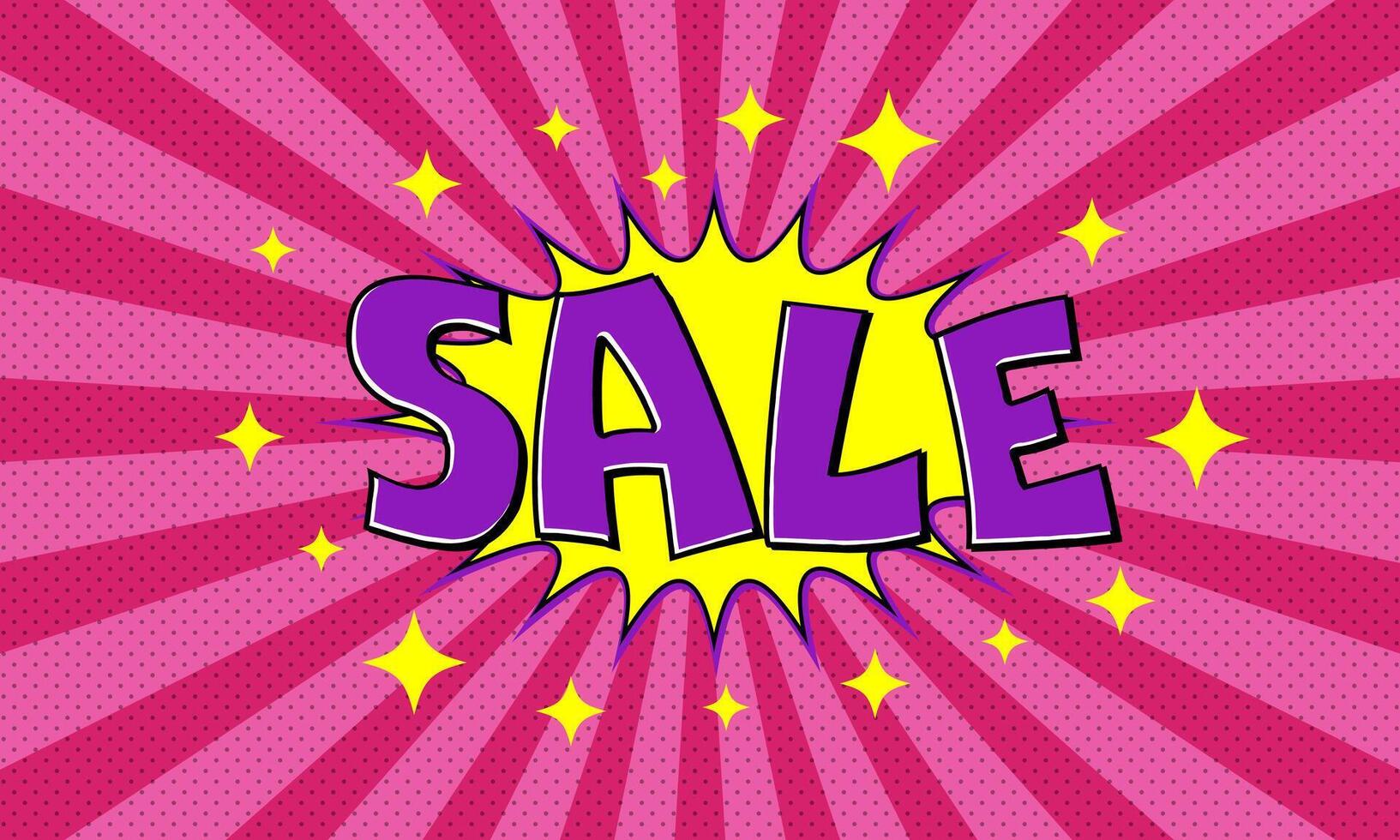 pink advertising banner with text sale in pop art comics style vector