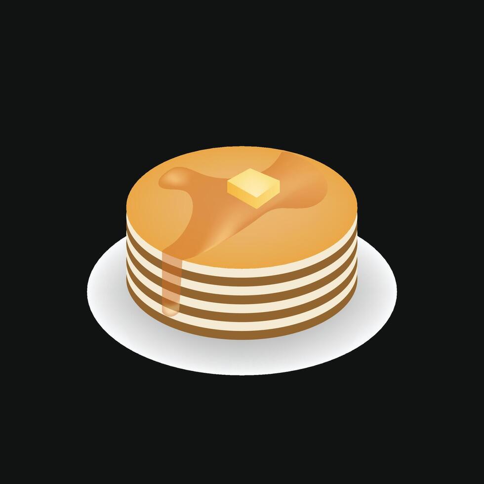Pancakes flat icon. Pancakes with maple syrup emoji illustration. vector