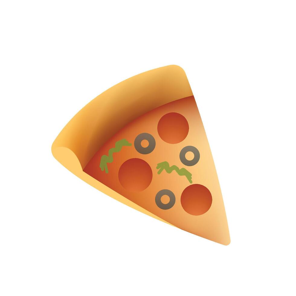Slice of pizza flat icon. Isolated Italian food pizza emoji illustration. Illustration in cartoon style. vector