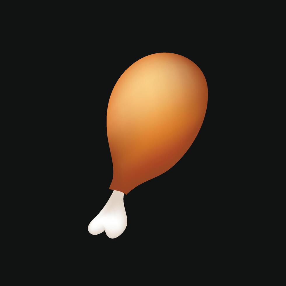 Chicken Emoticon emoji isolated on black background. Poultry leg icon. vector