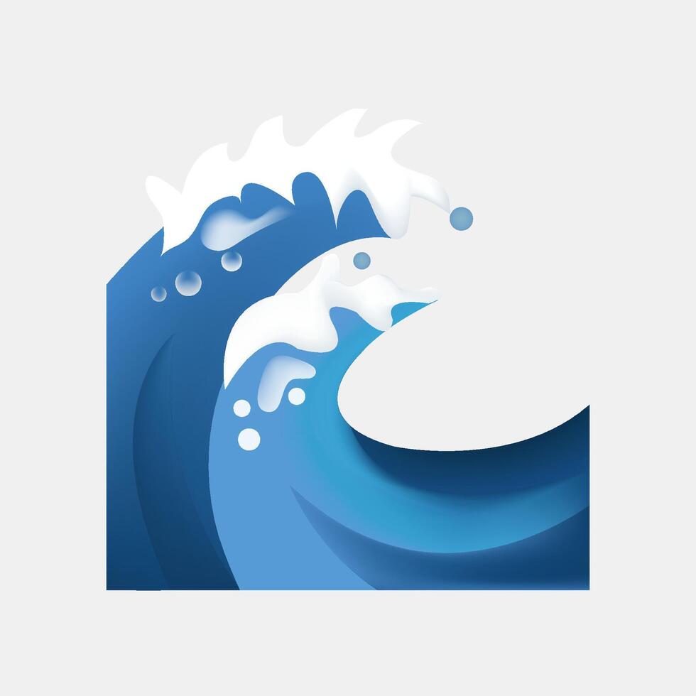 Water wave flat icon. Isolated sea, ocean wave emoji illustration vector