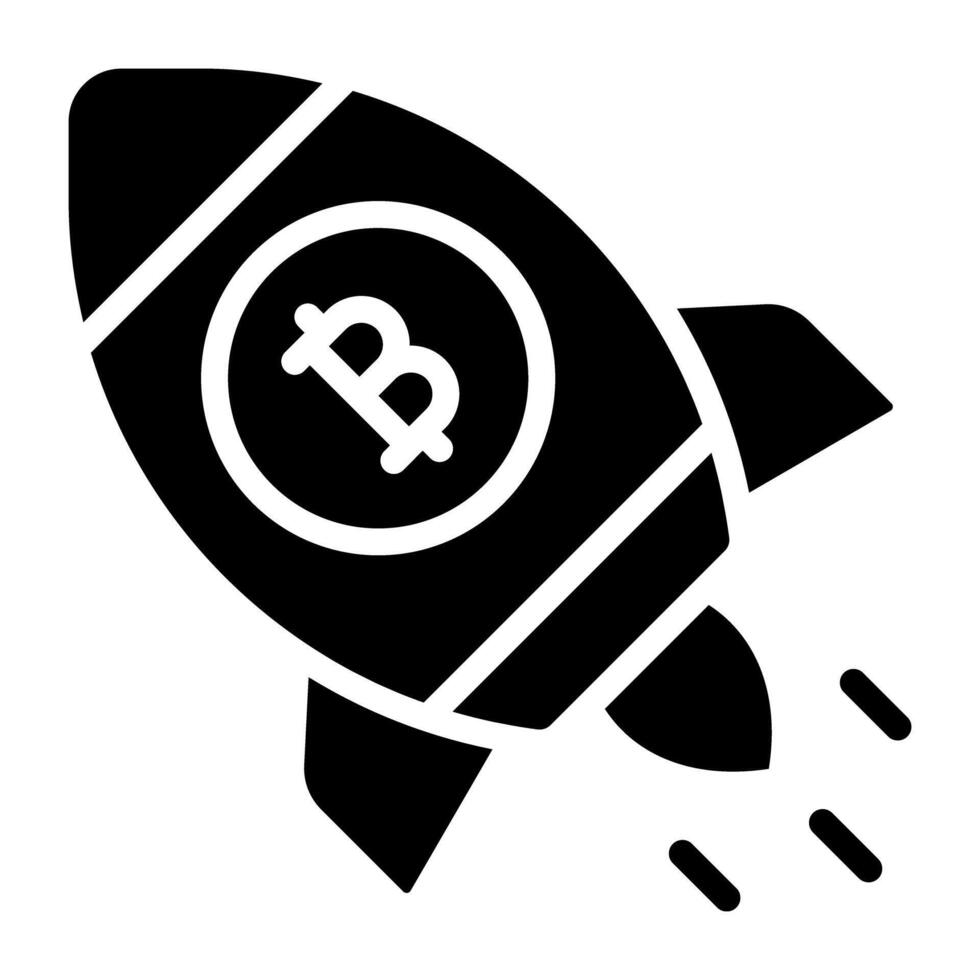 Conceptual glyph design icon of bitcoin launch vector
