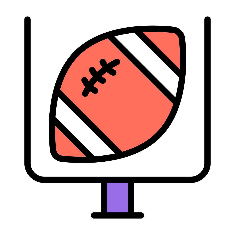 American football icon, flat design of rugby goal vector