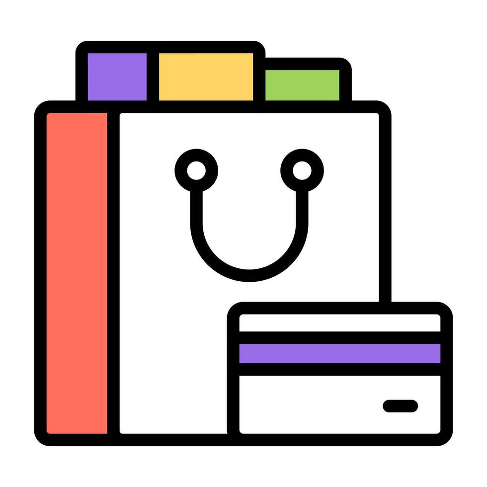 A flat design icon of shopping bag vector