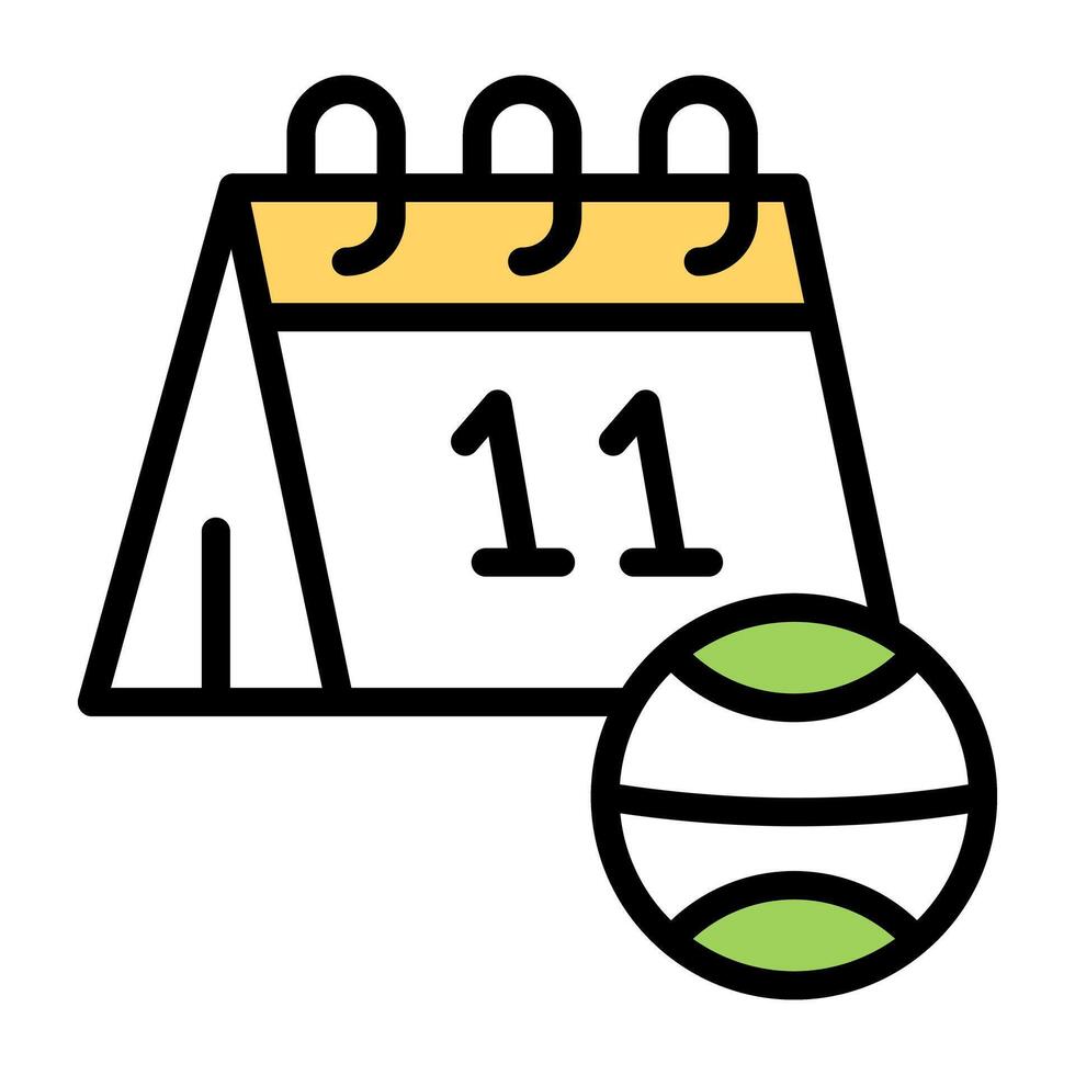 Calendar with ball icon, sports schedule vector
