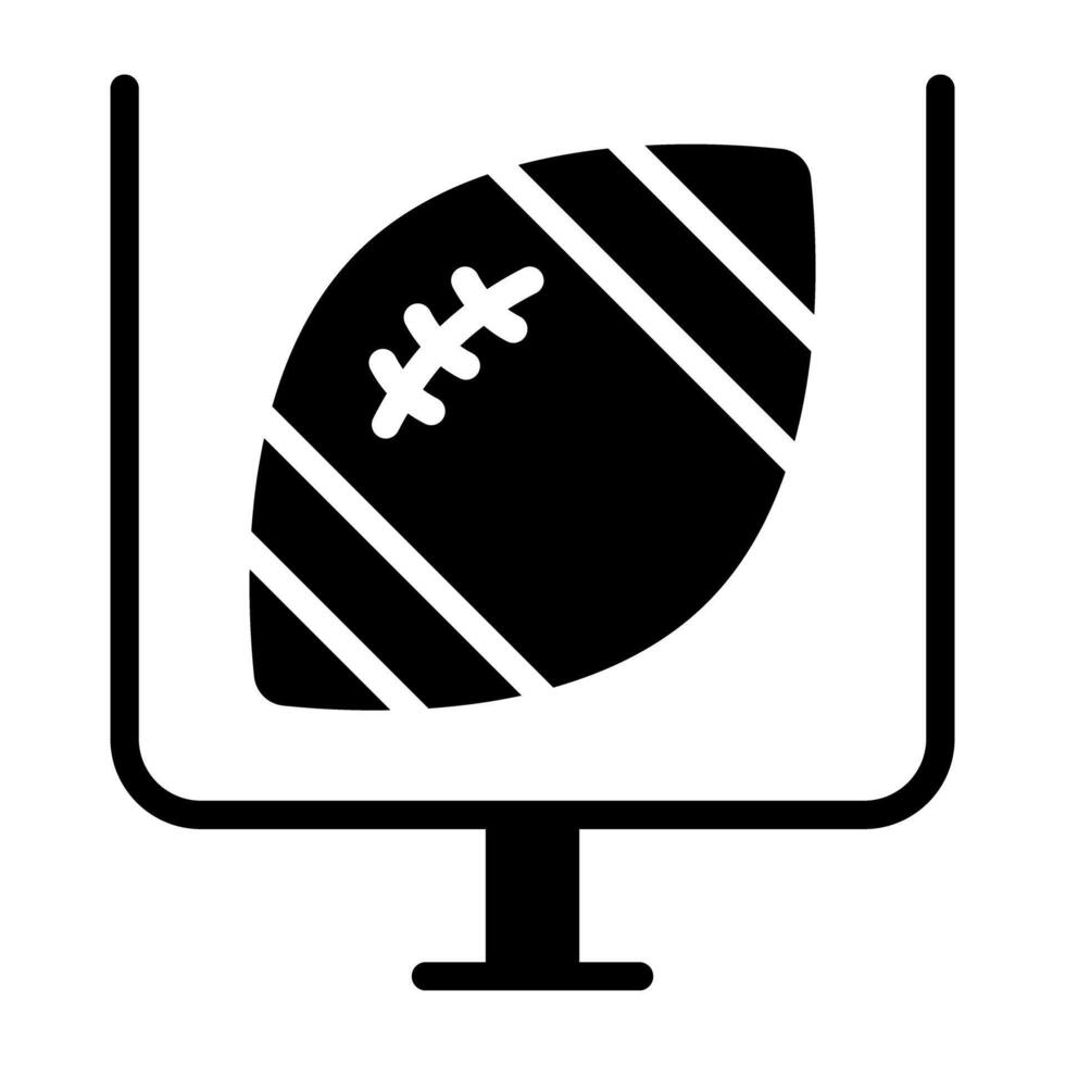 American football icon, solid design of rugby goal vector