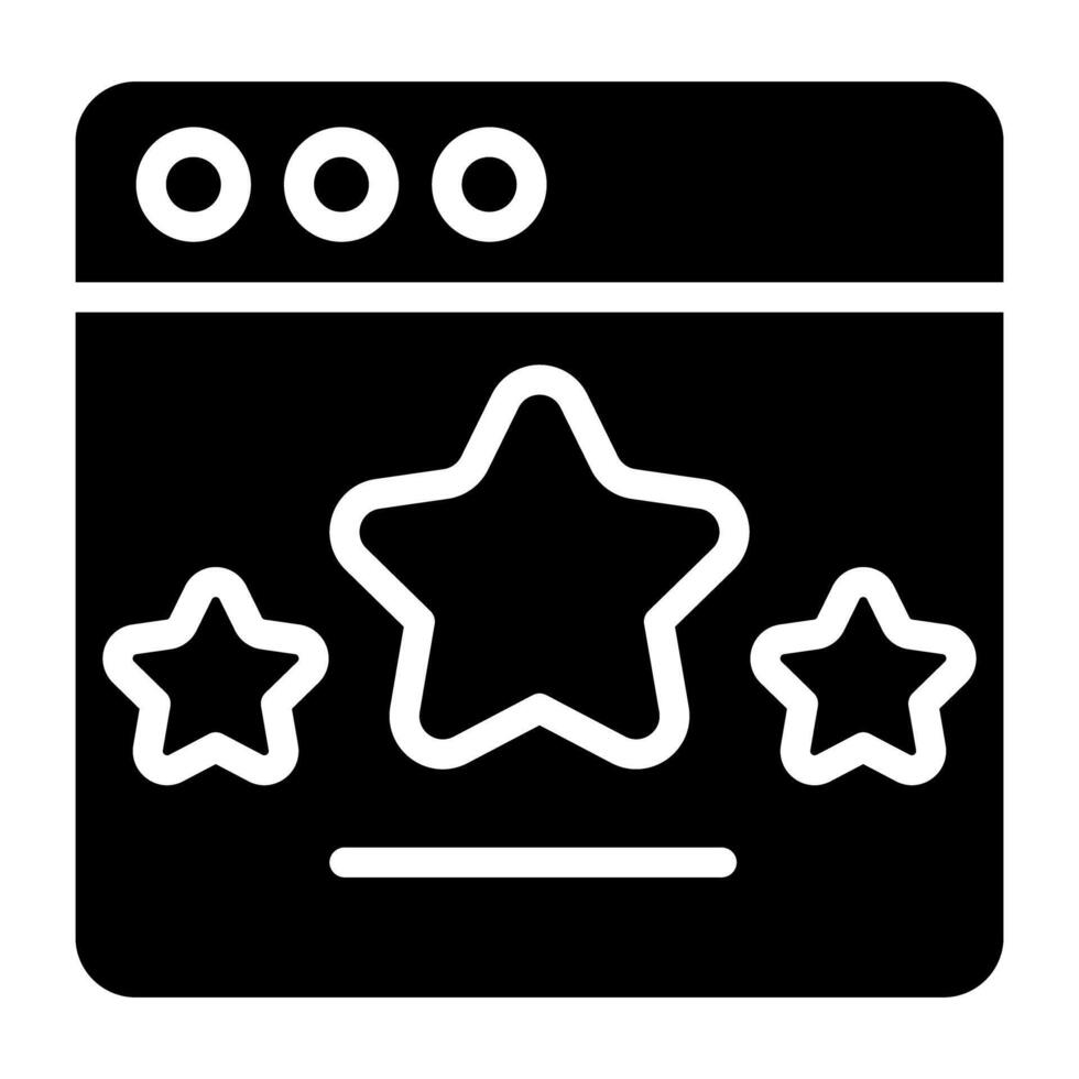 A glyph design icon of web rating vector