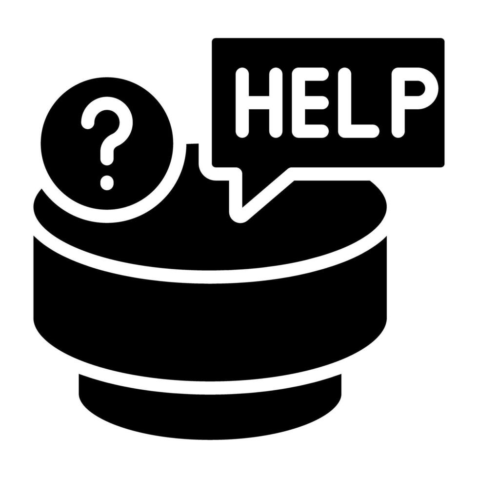 A solid design icon of help chat vector