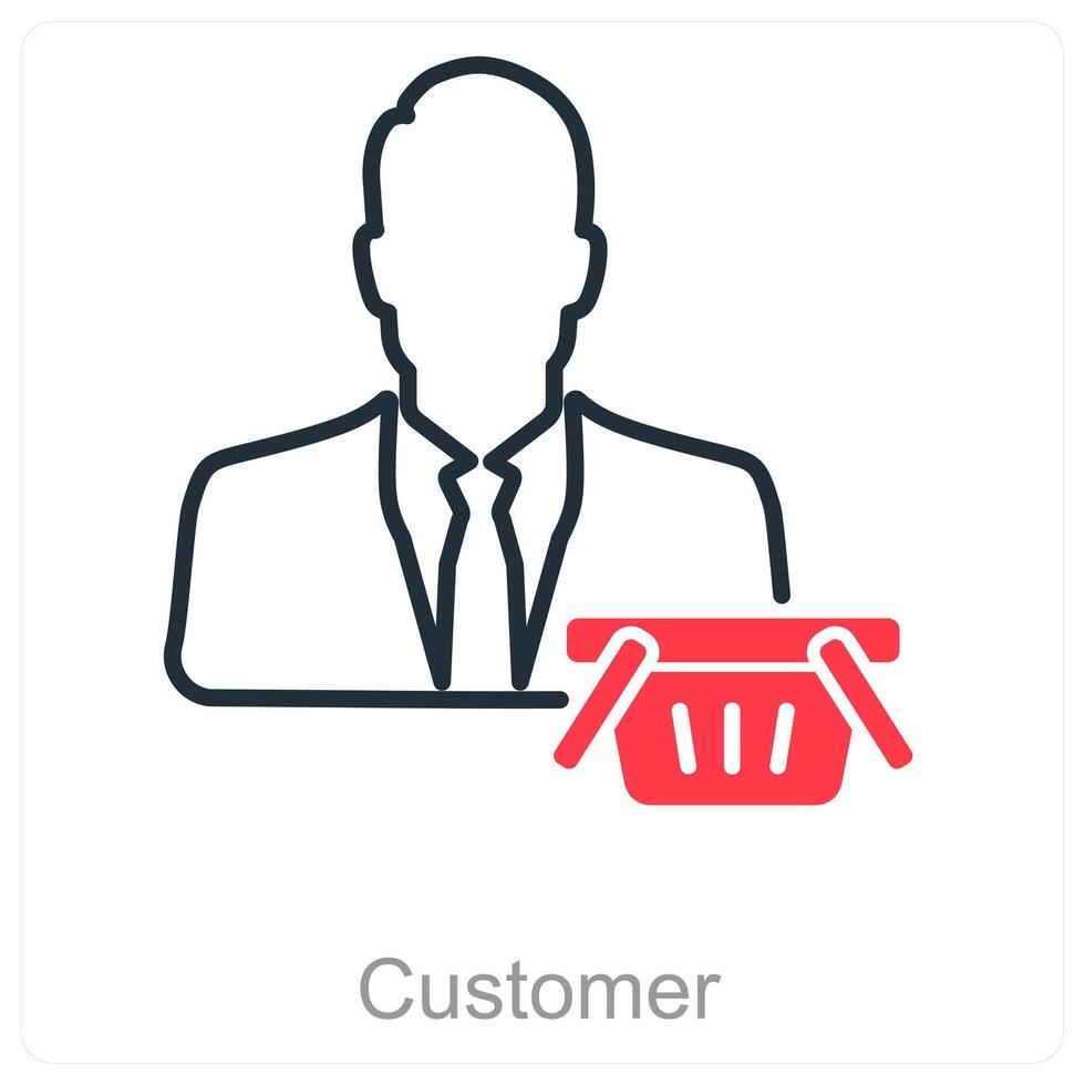 Customer and cart icon concept vector