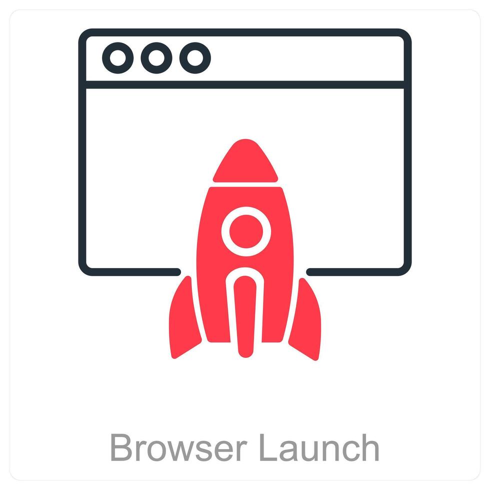 Browser Launch and launch icon concept vector