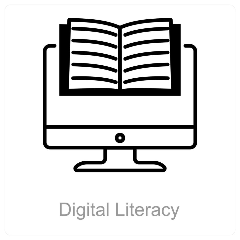 Digital Literacy and online learning icon concept vector