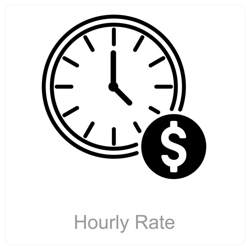 Hourly Rate and clock icon concept vector
