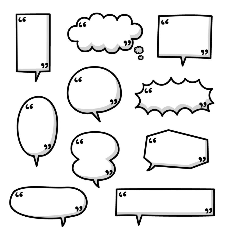 Black and white speech bubble balloon with quotation marks, icon sticker memo keyword planner text box banner vector