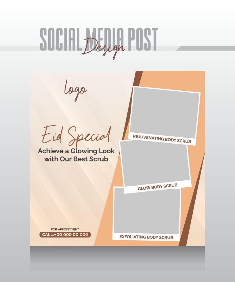 spa social media post design template vector