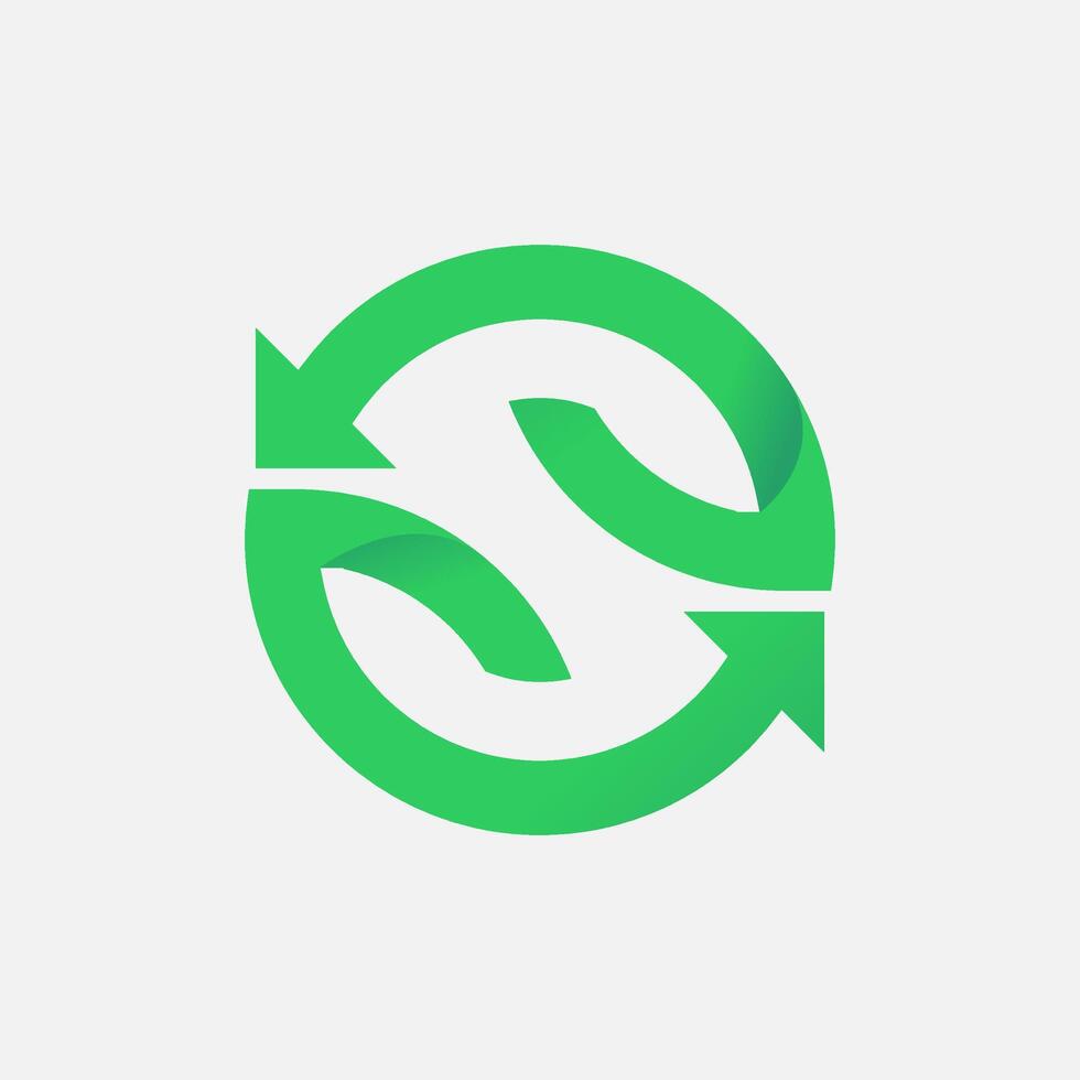 Letter S Logo, modern letter S with leaf and arrow combination, design logo template element, illustration vector