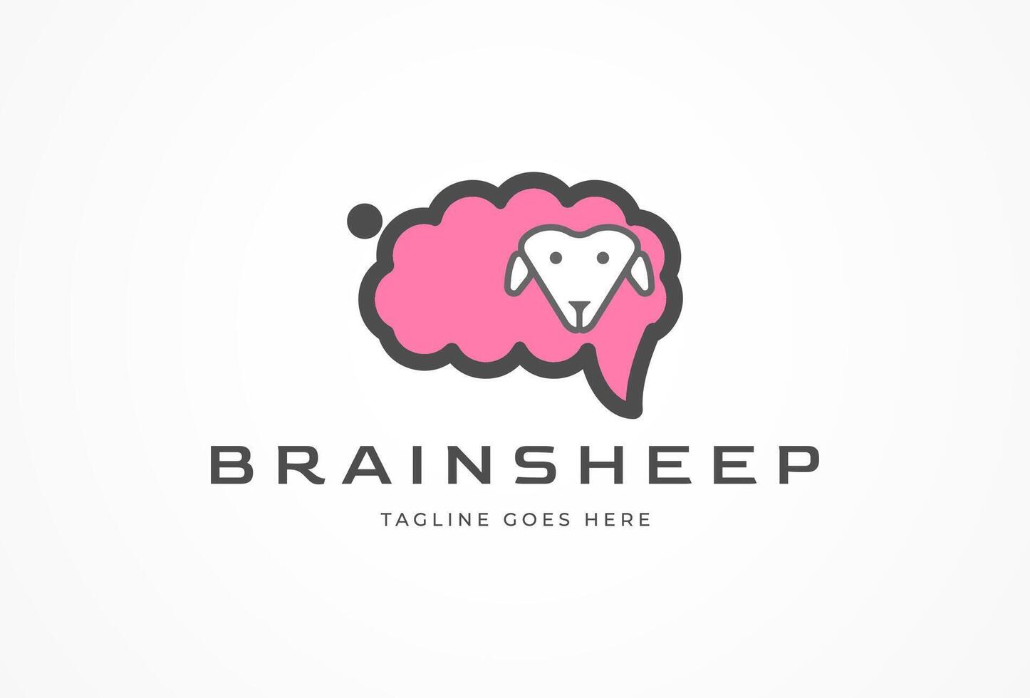 Brain Logo, brain with sheep combination, brain design logo template, illustration vector
