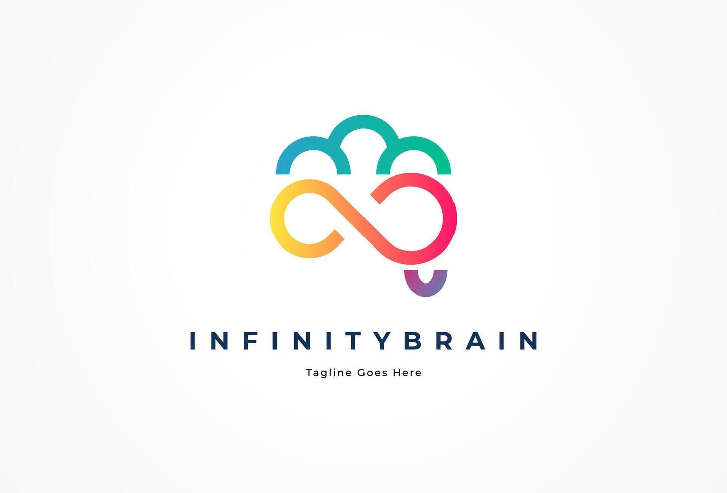 Infinity Brain Logo, modern brain logo with infinity icon combination, brain design logo template, illustration vector
